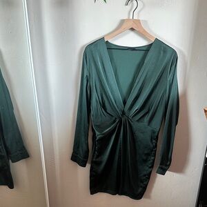 SHEIN Dark Green Long Sleeve Dress